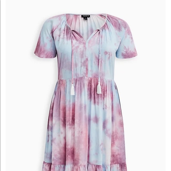 Torrid TIE-DYE CROSSHATCH TIERED BABYDOLL DRESS - Picture 3 of 3